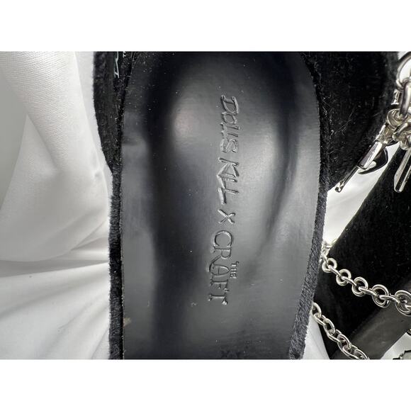 Dolls Kill x Craft Black Velvet Platform Heels Gothic Witchy Chains Charms - Picture 3 of 7